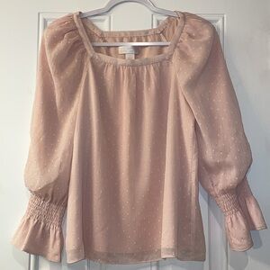 Rachel Parcell Square Neck Textured Top Pink Size Small